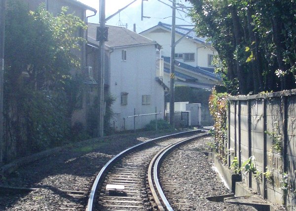 長谷−由比ヶ浜間の線路の画像です 長谷−由比ヶ浜間の線路の画像です